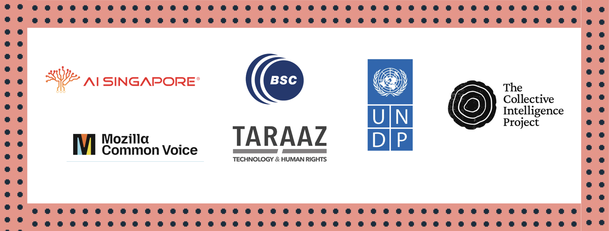 Logos of new orgs joining the potluck: AI Signapore, Taraaz, UNDP, CIP, Common Voice, BSC